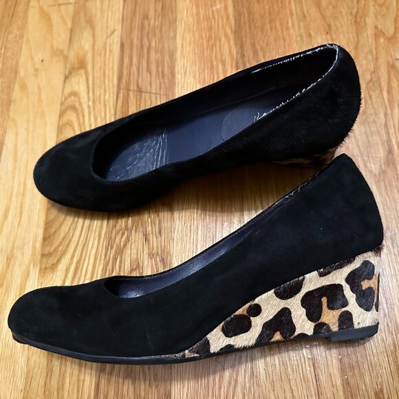 Calfskin Leopard Wedges - Picture 1 of 8